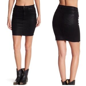 Hudson STRETCHY Jeans Size 27 Black Mid Rise Robbie Pencil Denim Skirt‎ Raw Hem